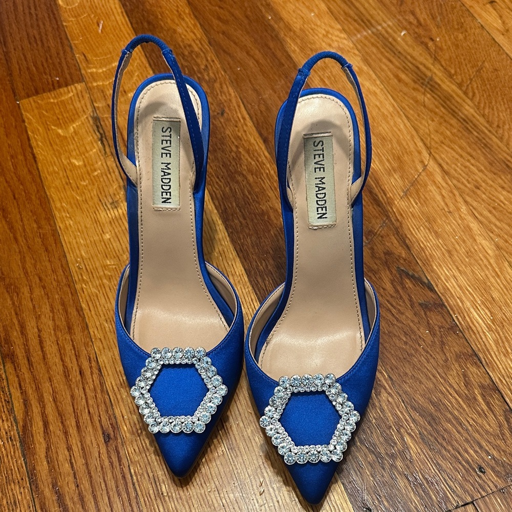 Steve Madden Royal Blue Embellished Slingback Heels